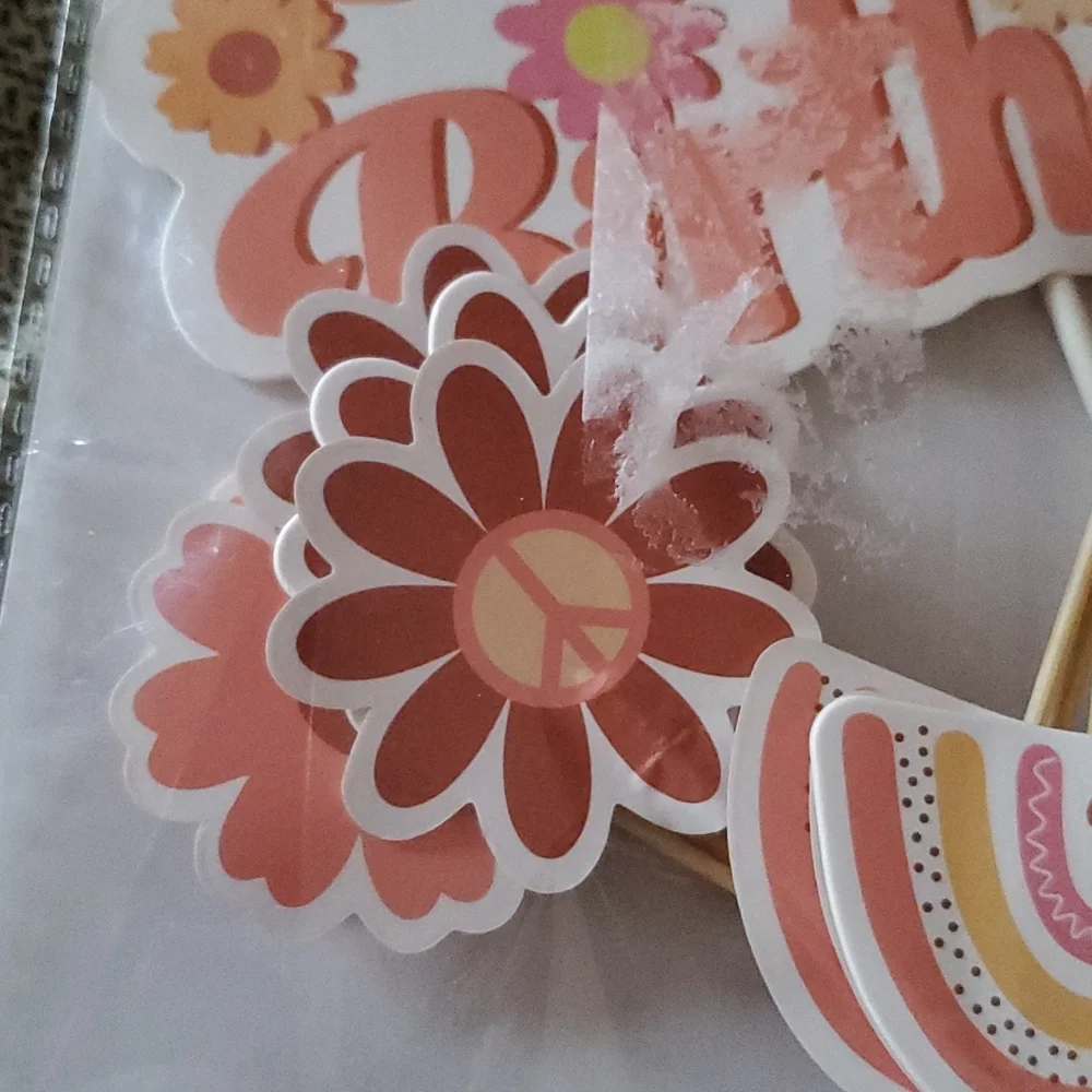 Happy Birthday, peace , symbol, butterfly, Birthday cake and 12 cupcake decor